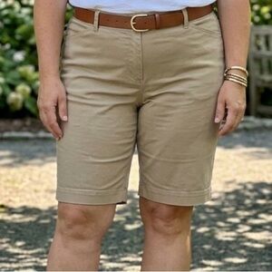 Kim Rogers Tan Khaki Bermuda Shorts Size 14 Cotton Stretch Casual Chino Walking